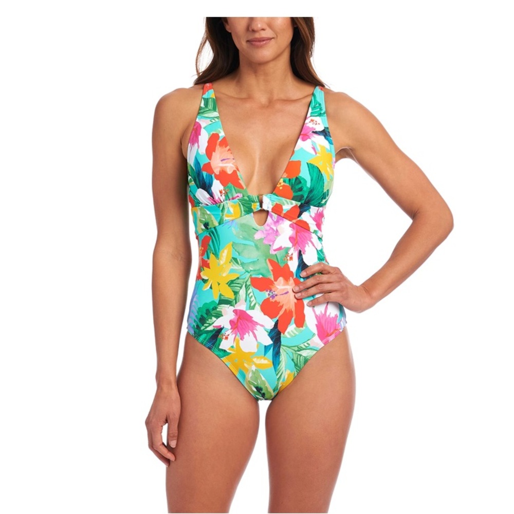 La Blanca Women's V-Neck One Piece Swimsuit